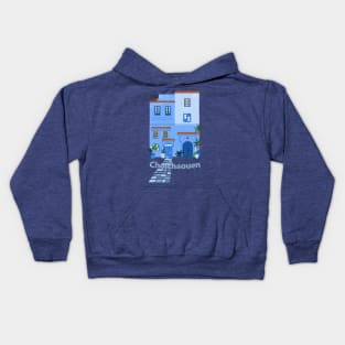 Chefchaouen Blue Alley morocco Kids Hoodie